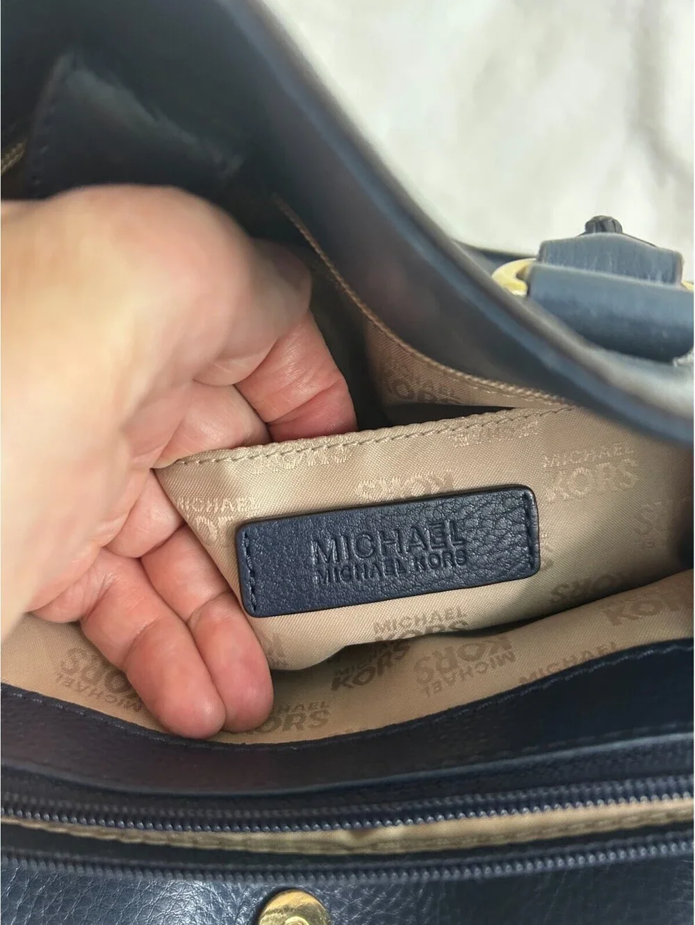 Michael Kors Hamilton Navy Blue Leather Satchel Bag With Matching Wallet Set